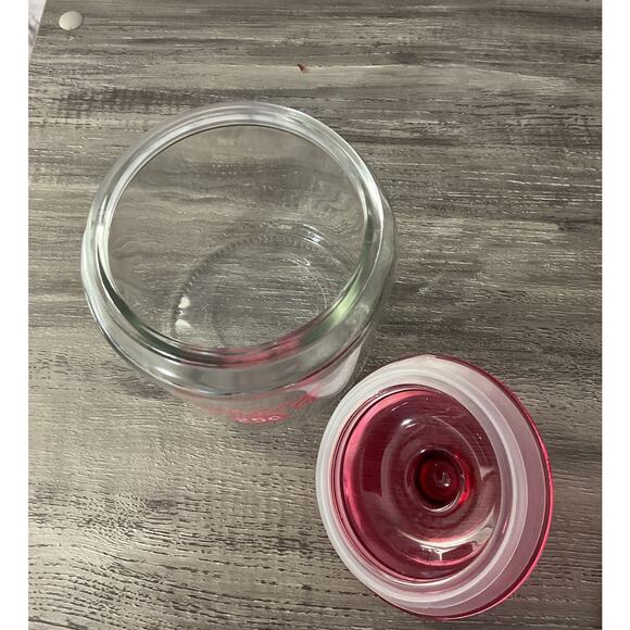 “Sweets” Candy Jar Clear with Fuchsia Pink Top - Picture 5 of 8